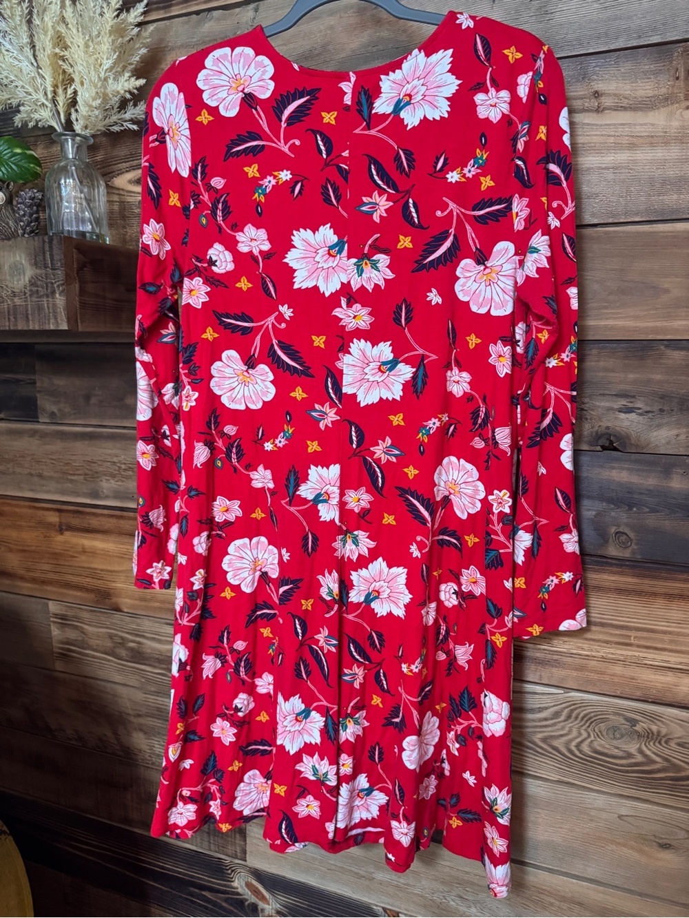 Old Navy Women’s Red Floral Long-Sleeve Dress Size M 10/12 - Picture 3 of 5